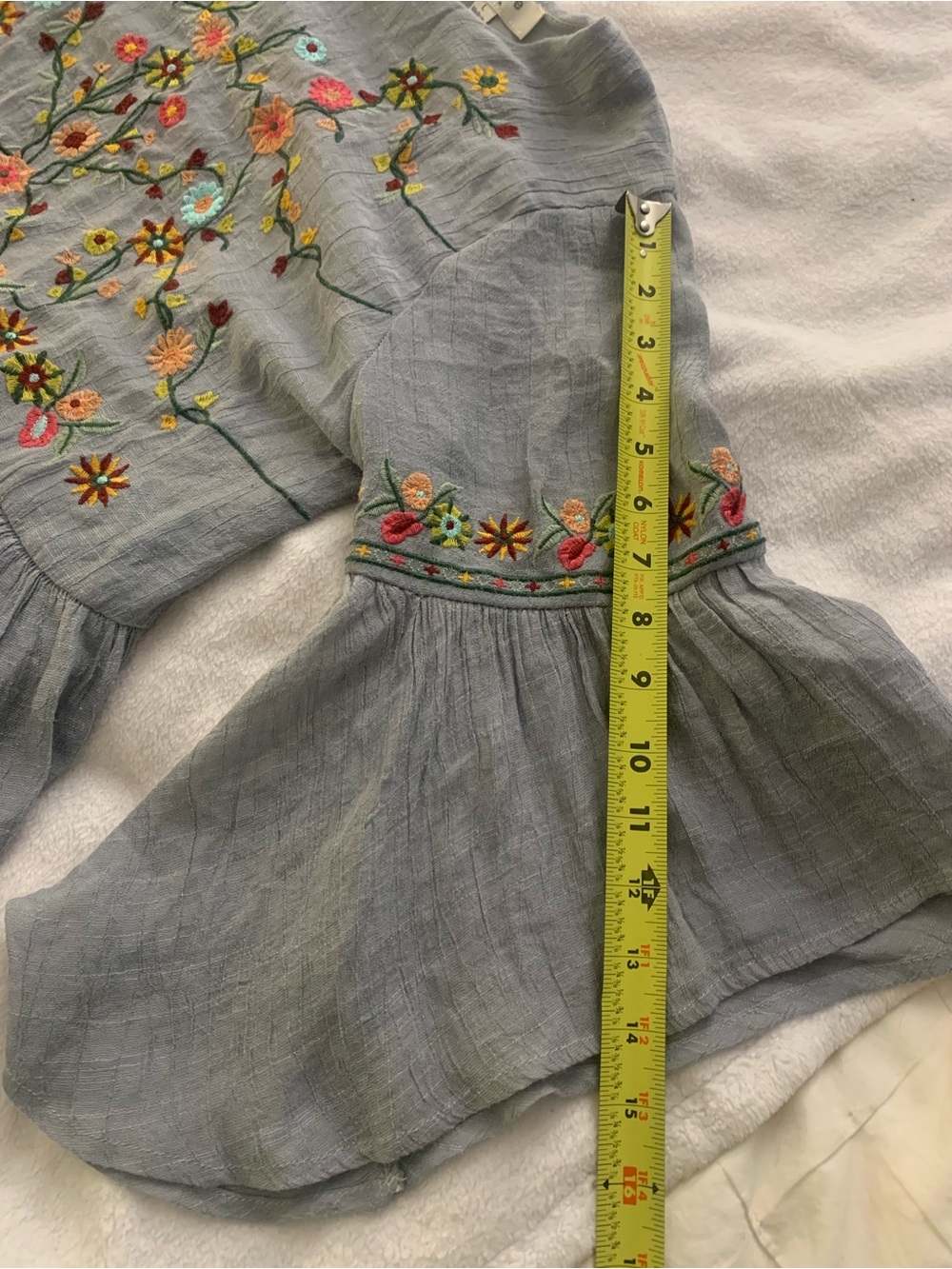 Umgee Blue Floral Boho Embroidered Size Large Babydoll Dress Cotton Blend - Picture 16 of 16